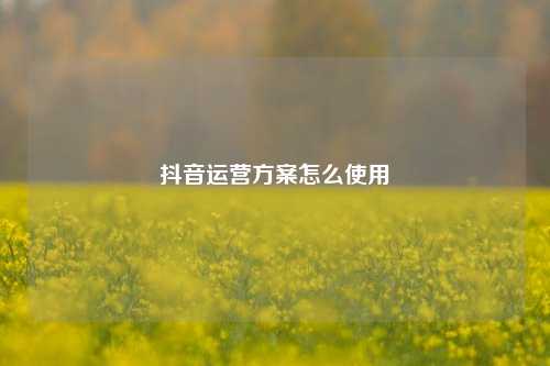抖音运营方案怎么使用