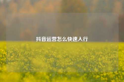 抖音运营怎么快速入行