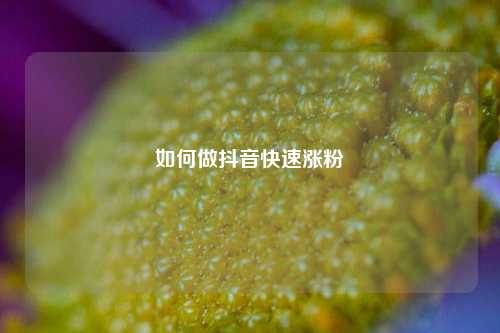 如何做抖音快速涨粉